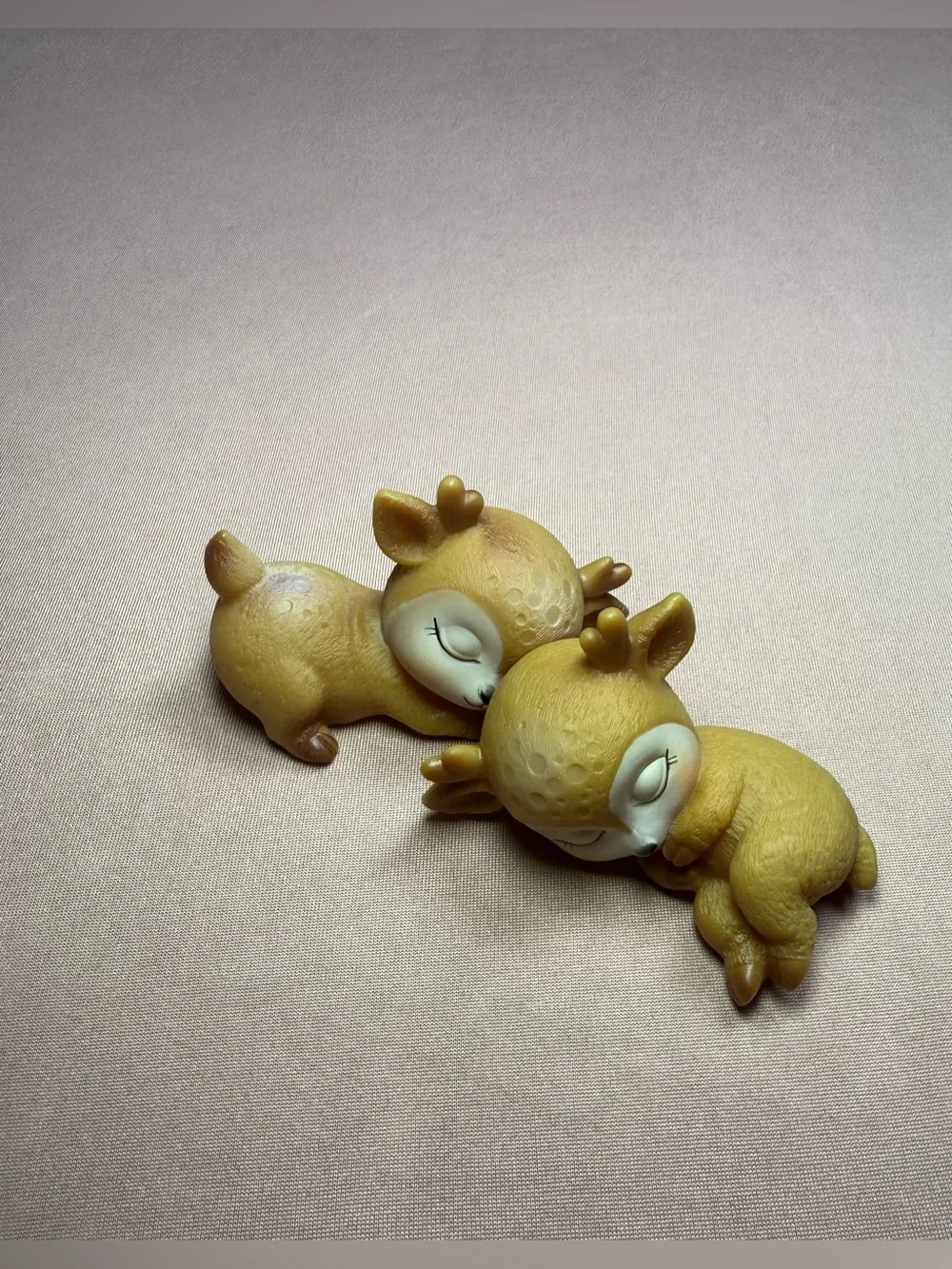 2 Piece Adorable Silicone Lovely Sleeping Deer Fawn Figurines Toys Collectibles